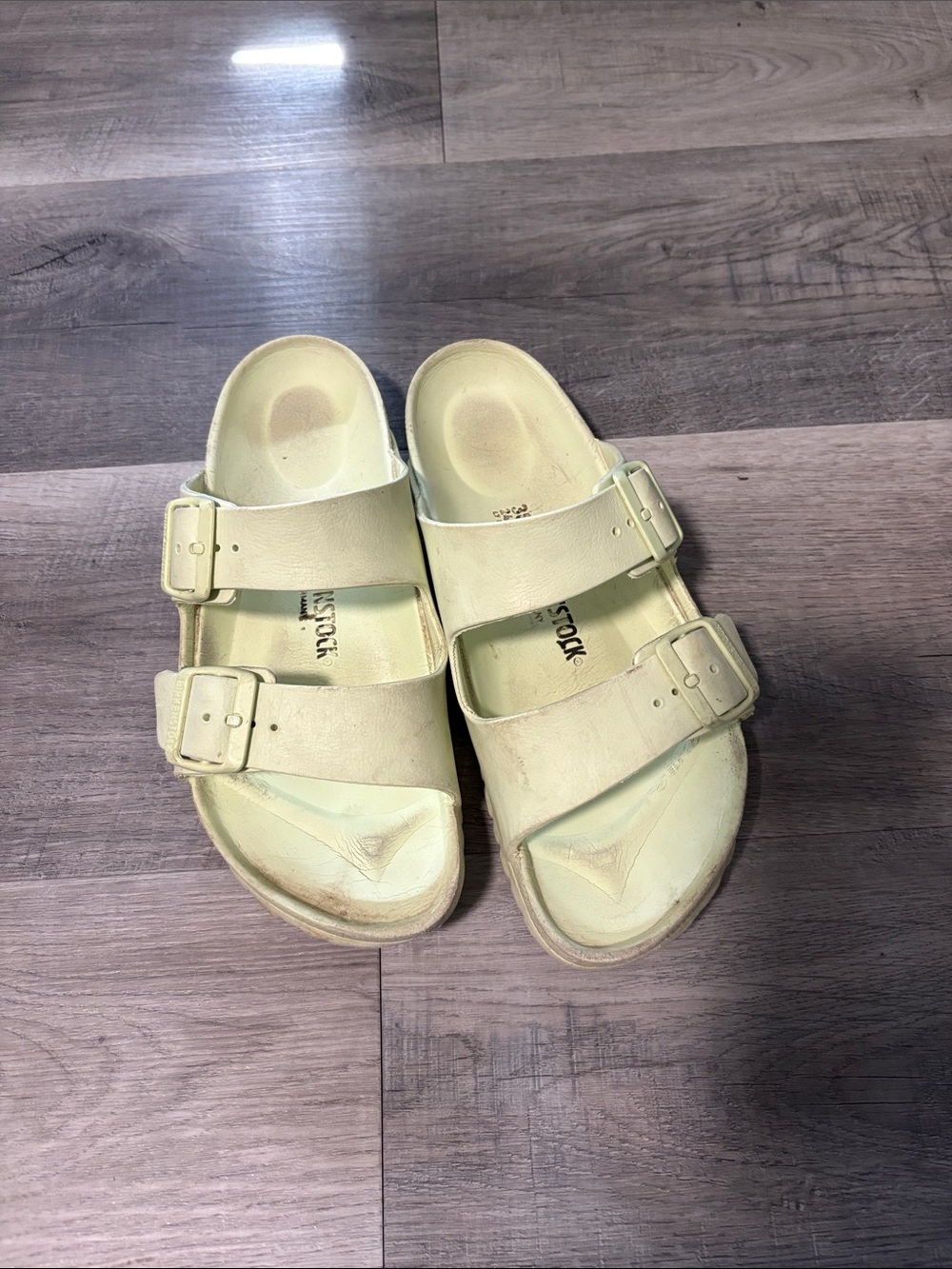 Birkenstock womens Pale Yellow Double-Strap Slide Sandals